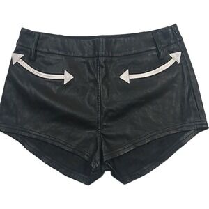Poster Girl Faux Leather Black Side Zip Shorty Shorts Size Large L